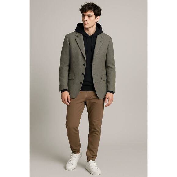 Oscar de la Renta Menswear Blazer 42R Gray Wool Tweed Sport Coat Jacket - Picture 1 of 9